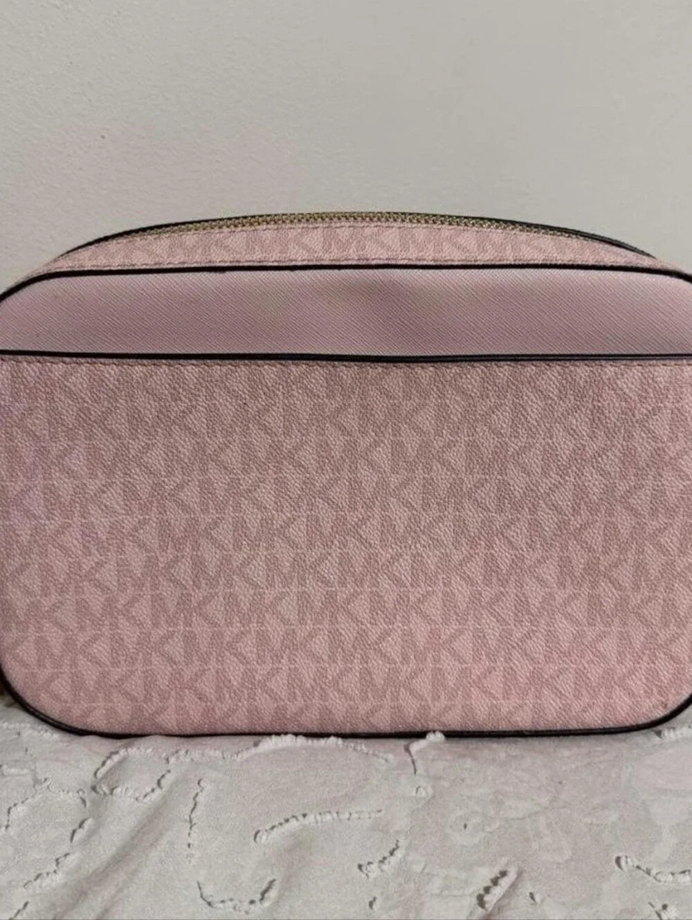 Michael Kors Blush Pink Jet Set Large Logo Crossbody Bag With Gold Hardware